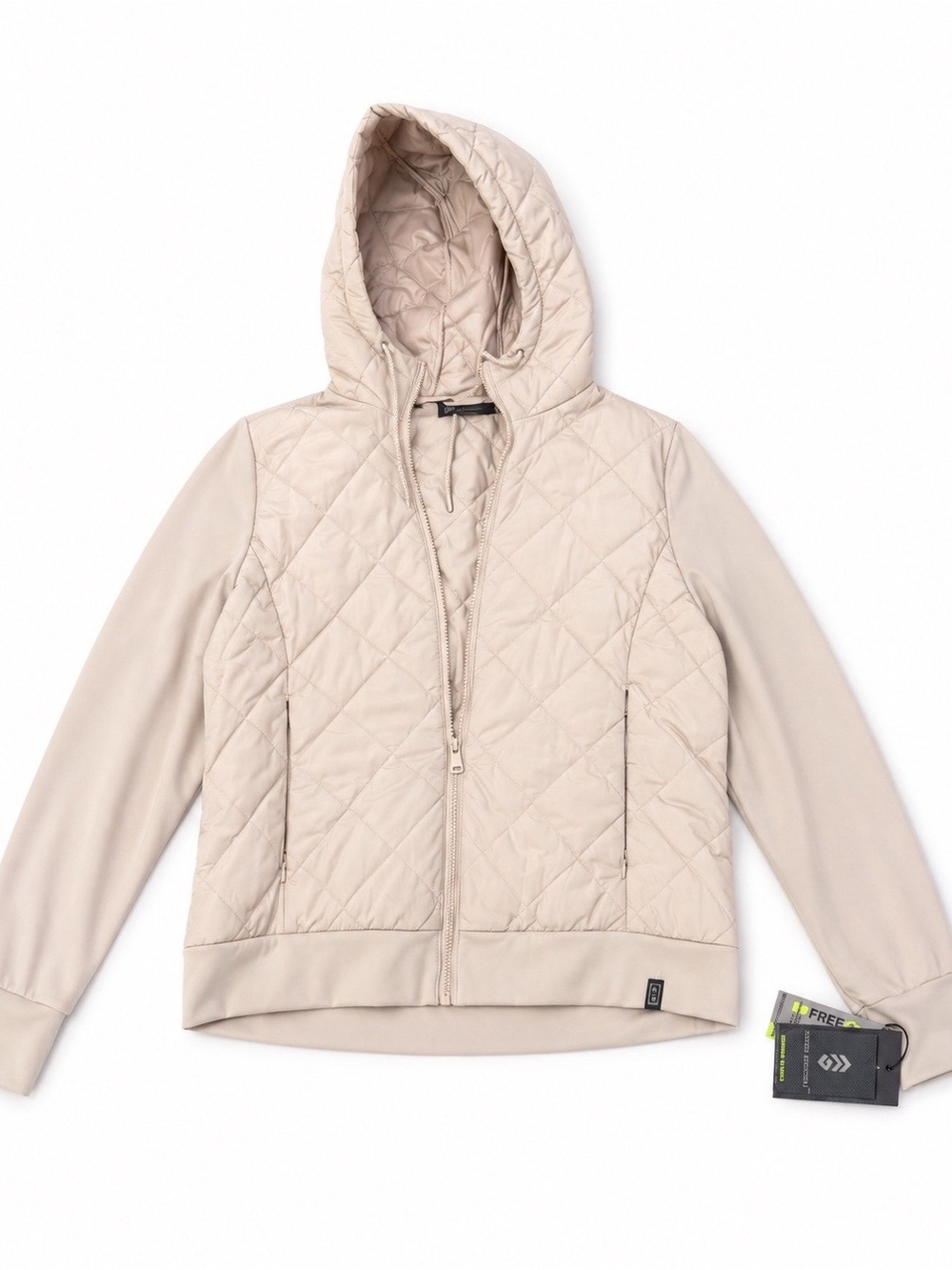 Quilted Hooded Jacket in Light Beige